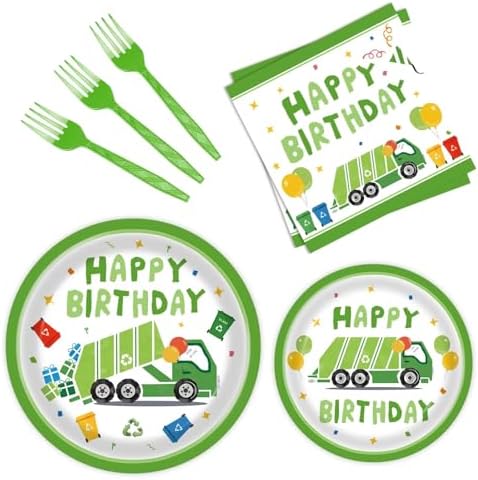 96 Pcs Garbage Truck Themed Paper Plates Party Supplies