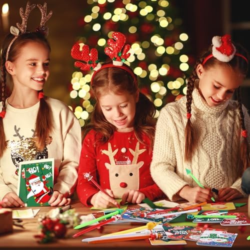Tenceur 48 Pcs Christmas Mini Notebook Set with Pens