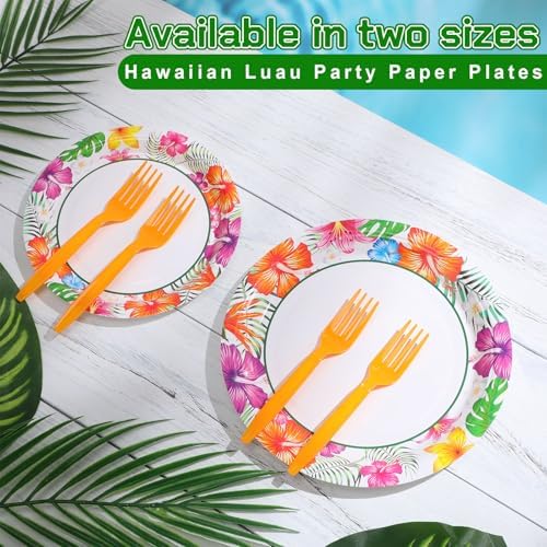 Skybooly 180 Pcs Summer Hawaii Paper Plates and Forks Set