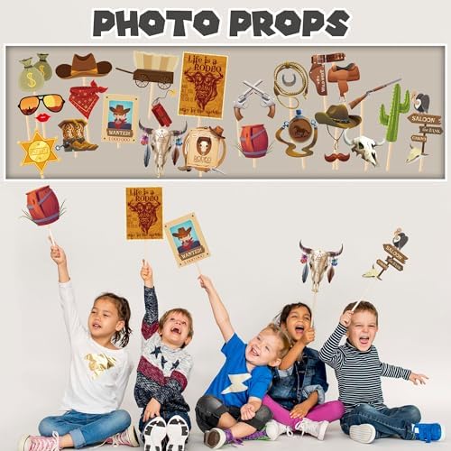 Western Party Decorations - 55 Pcs Cowboy Balloons Props