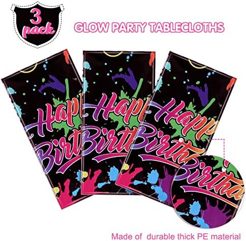 3 Pcs Neon Glow Tablecloth for Birthday Party