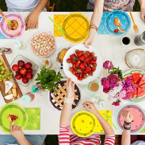96Pcs Yellow Cartoon Party Plates Napkins Set