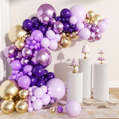 102 Purple Balloons 18In 12In 10In 5In Party Decoration Kit