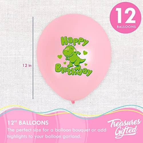Treasures Gifted Girl Dinosaur Balloons 12 Pack