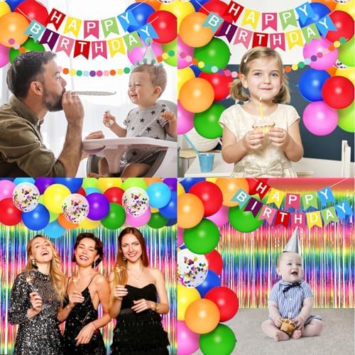 Rainbow Birthday Decorations for Kids Girls Women