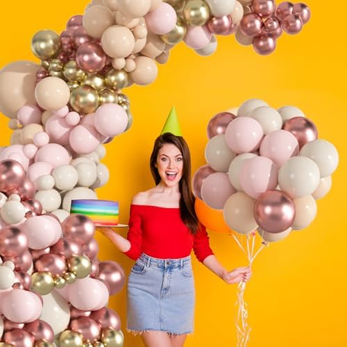 133 Pcs Rose Gold Balloon Garland Kit