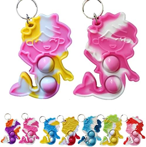 20 Pack Mermaid Backpack Keychain Fidget Toy for Kids