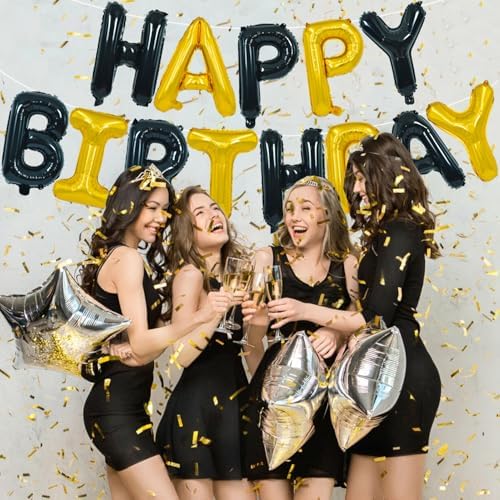 TONIFUL Happy Birthday Balloons Banner with Straw and Ribbon
