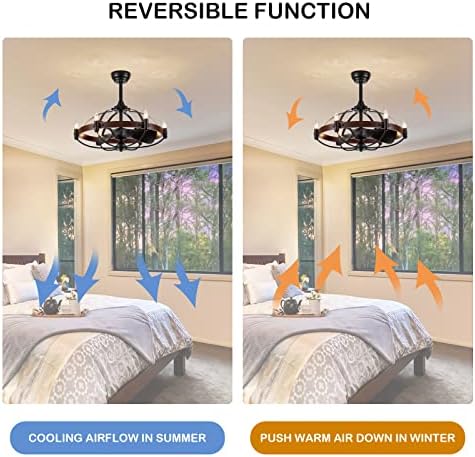 27-Inch Brown Walnut Farmhouse Ceiling Fan with Light and Remote Control