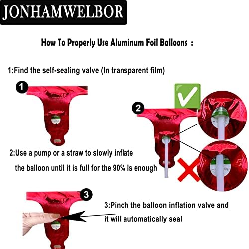 Jonhamwelbor 16 Number Red Foil Balloons Decorations
