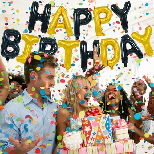 TONIFUL Happy Birthday Balloons Banner with Straw and Ribbon