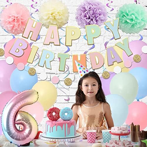 Rainbow 6th Birthday Party Pack 40 Gradient Balloons Decorations