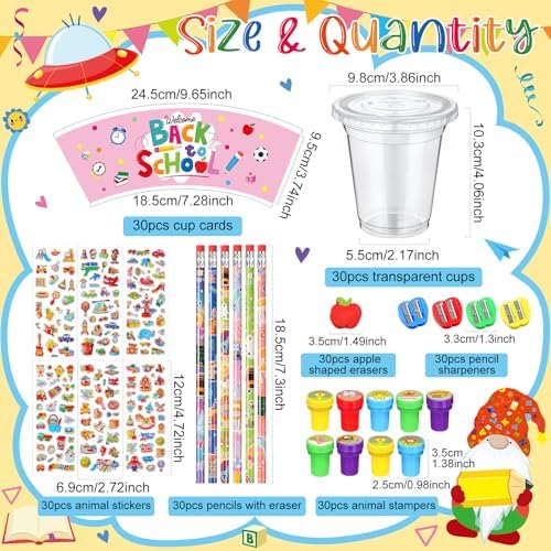 210 Pcs Back to School Stationery Party Favor Set