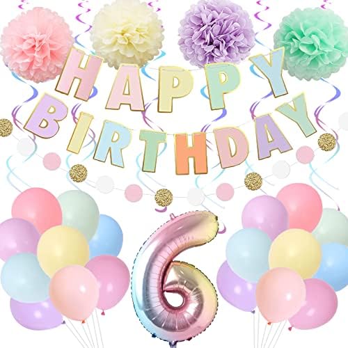 Rainbow 6th Birthday Party Pack 40 Gradient Balloons Decorations