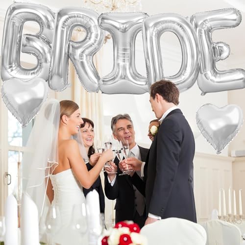 40 Inch Silver BRIDE Letter Balloons Set