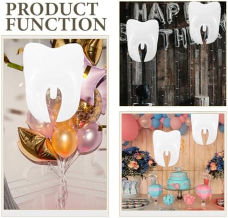6Pcs White Tooth Shaped Foil Balloons Dental Party Decor