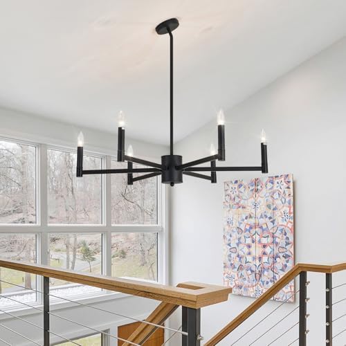 ASGYISA 6 Light Black Farmhouse Chandelier Ceiling Light