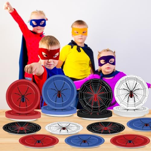 48PCS Spider Themed Birthday Plates for Kids