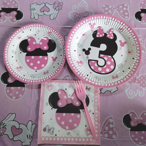 Letromp 80 Pcs Pink Wild Three Party Tableware Plates Forks