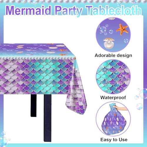 Avezano 3 Pcs Mermaid Tablecloths Silver