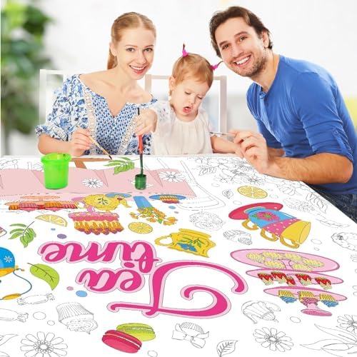 Tea Party Coloring Poster for Kids