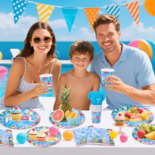 Pool Party Supplies Set for 24 Guests