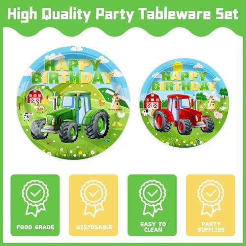 232pcs Tractor Birthday Party Tableware Set for 24 Guests