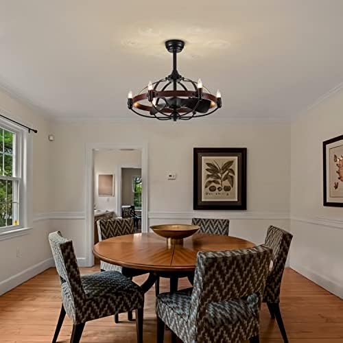 27-Inch Brown Walnut Farmhouse Ceiling Fan with Light and Remote Control