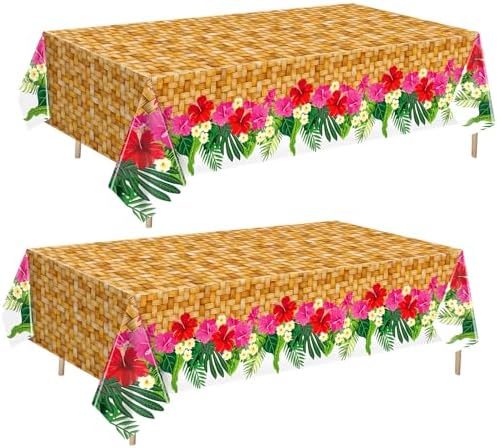 2 Pcs Hawaiian Luau Party Table Cover 54 x 108 Inches