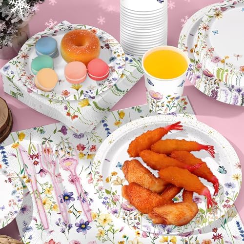 168pcs Wildflower Baby Shower Decorations Set for 24 Guests