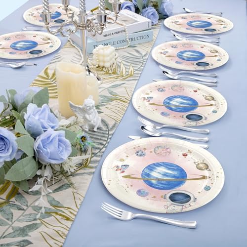 50PCS Space Themed Paper Plates for Birthday Parties