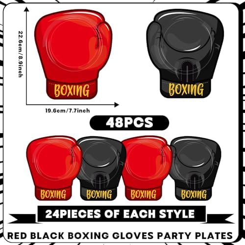 48PCS Boxing Gloves Shaped Plates Birthday Party Decor