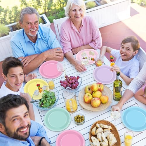 48Pcs Pastel Rainbow Paper Plates for Parties