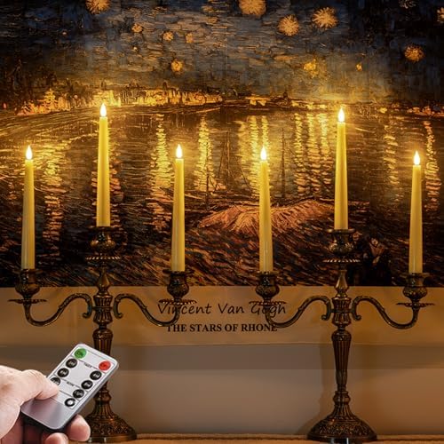 Homemory 6 Pcs Flameless Taper Candles with Remote Control