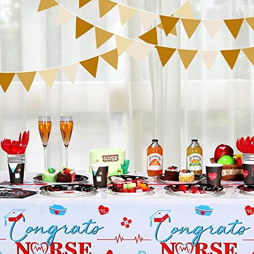 Yisong 168 Pcs Nurse Graduation Party Tableware Set for 24 Guests