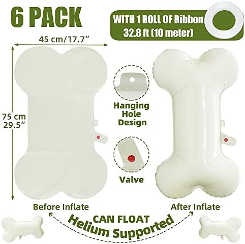 6 Pack Cartoon Dog Bone Balloons Lets Pawty Party Decoration