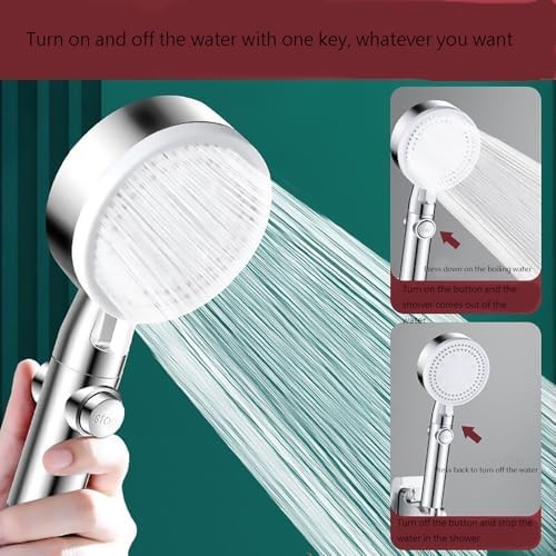 6 Function Silver Shower Head with Handheld and High Pressure
