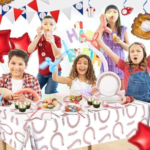 96 Pcs Baseball Themed Tableware Set for 24 Guests