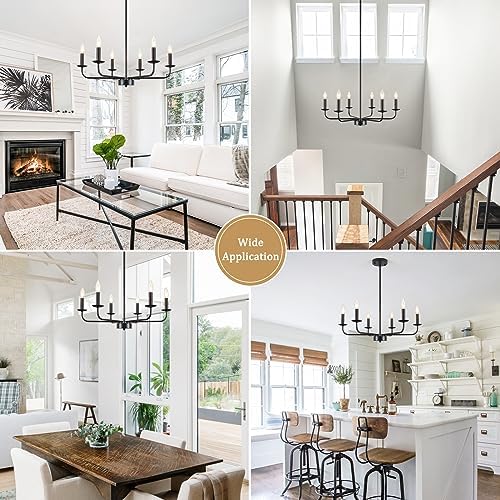 Matte Black 6-Light Chandelier for Bedroom and Living Room