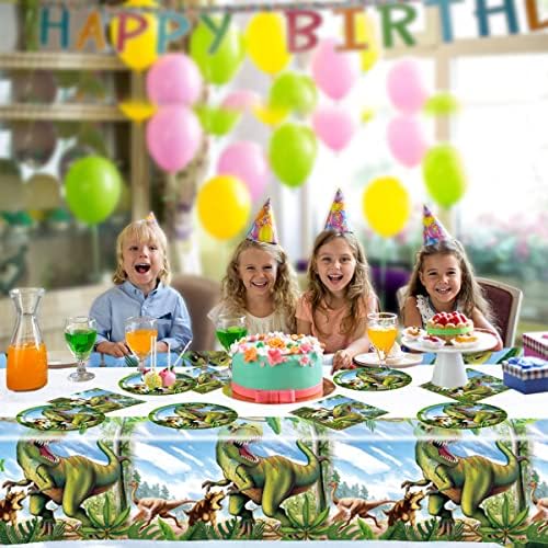 OULUN Tyrannosaurus Rex Party Plates Set 20 Plates 20 Napkins Tablecloth