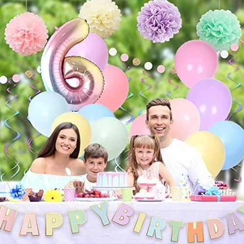 Rainbow 6th Birthday Party Pack 40 Gradient Balloons Decorations