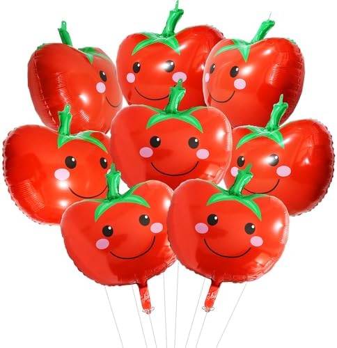 Cartoon Tomato Balloons 8 Pack Red Fruit Party Decorations