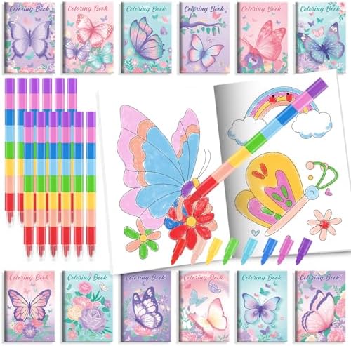 BenLouis Butterfly Mini Coloring Books with Stackable Crayons