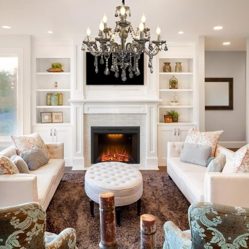Uboxin Luxury Crystal Chandelier Smoke Gray 9-Light