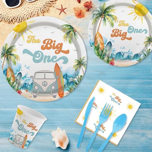 MEHOFOND 193Pcs Surf 1st Birthday Decorations Set