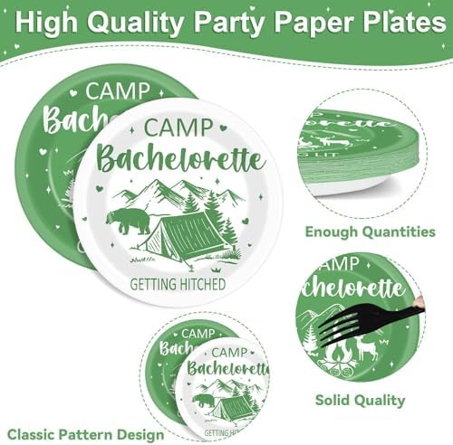 50PCS Camp Bachelorette Party Plates for Wedding Decorations