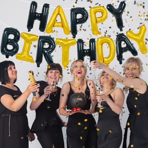 TONIFUL Happy Birthday Balloons Banner with Straw and Ribbon