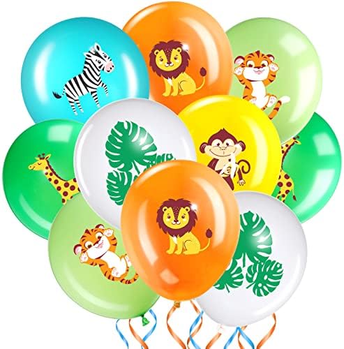 Zomiboo 36 Pcs Jungle Safari Balloons Animal Theme Decorations