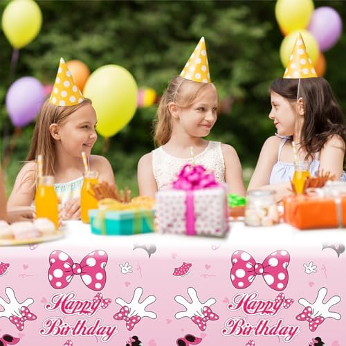 2pcs Pink Mouse Party Tablecloth for Birthday Events