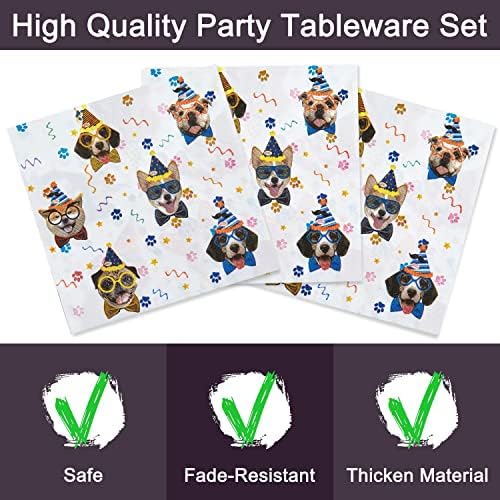 96 Pcs Dog Birthday Party Plates Napkins Forks Set